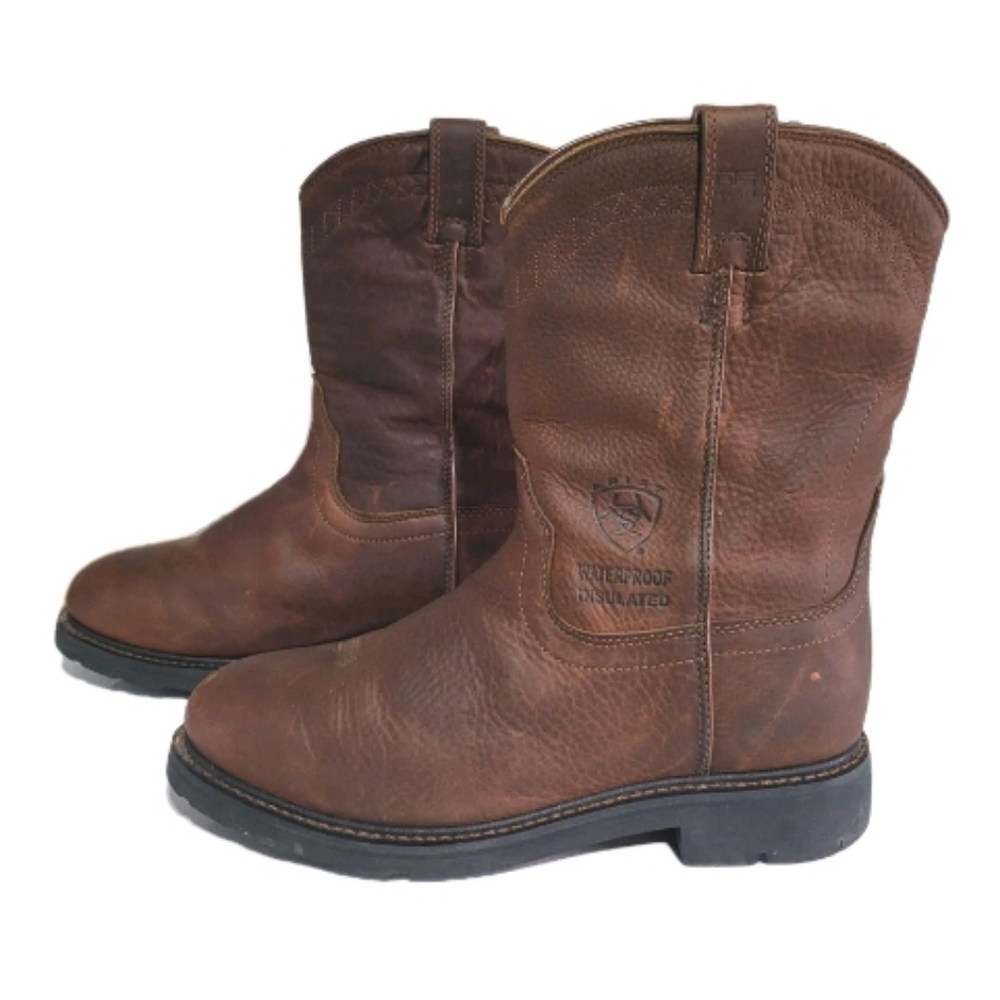 Ariat Sierra Insulate Waterproof Western Work Boot Brown Leather 37202 Men 11 D